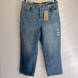 🆕Levi’s Ribcage Straight Ankle Denim Blue Jeans 16W Super High Waist Fade Lines